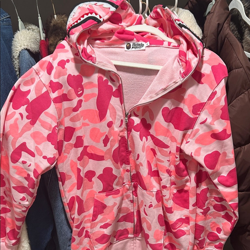 BAPE pink abc camo hoodie